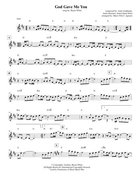 God Gave Me You Lead Sheet Bryan White Sheet Music