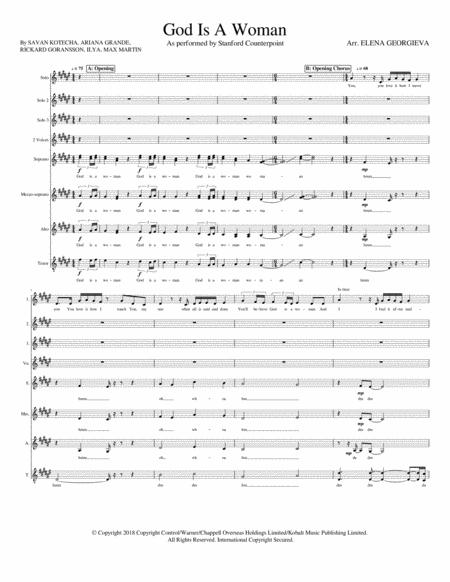 God Is A Woman Ssaa A Cappella Sheet Music