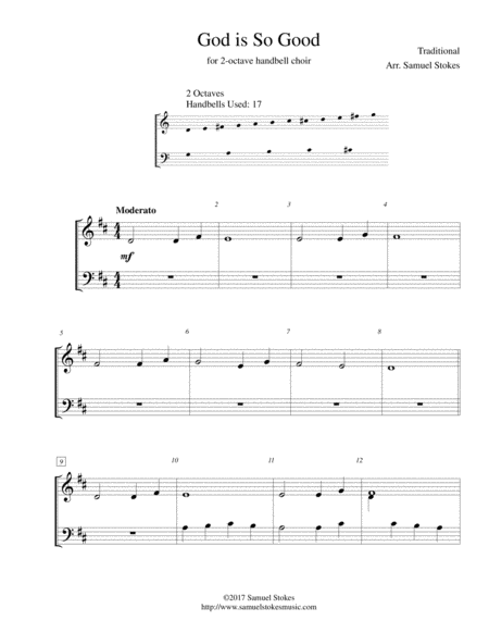 Free Sheet Music God Is So Good For 2 Octave Handbell Choir