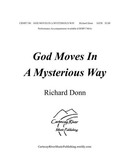 Free Sheet Music God Moves In A Mysterious Way Sab