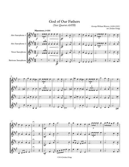 God Of Our Fathers Sax Quartet Aatb Sheet Music