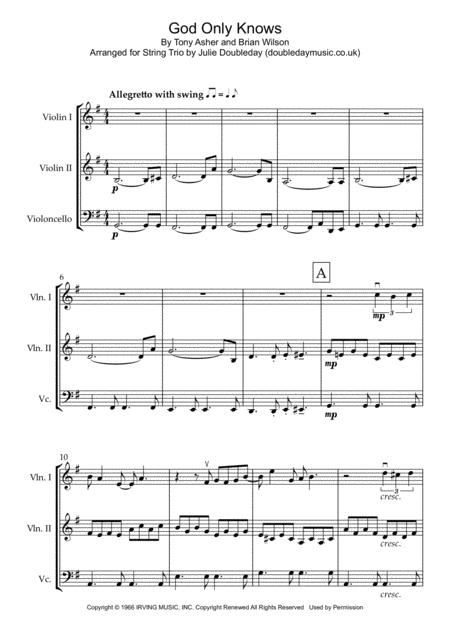 God Only Knows For String Trio Sheet Music