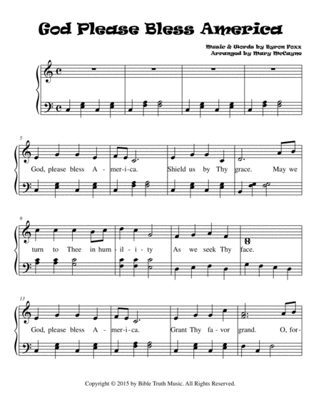 Free Sheet Music God Please Bless America