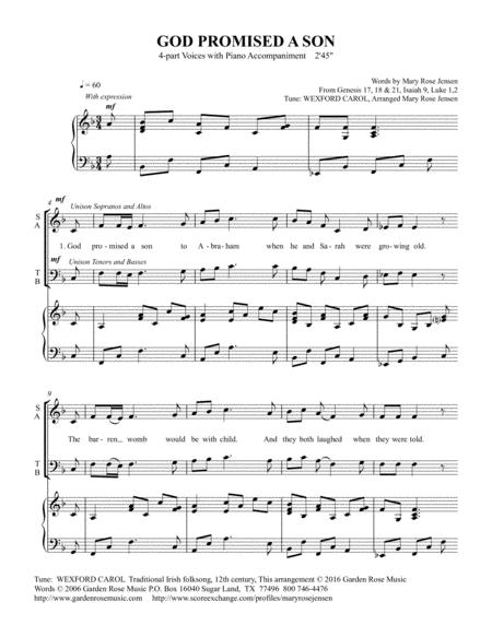 Free Sheet Music God Promised A Son Choral Anthem