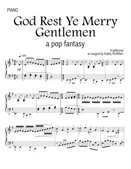 Free Sheet Music God Rest Ye Merry Gentlemen A Pop Fantasy