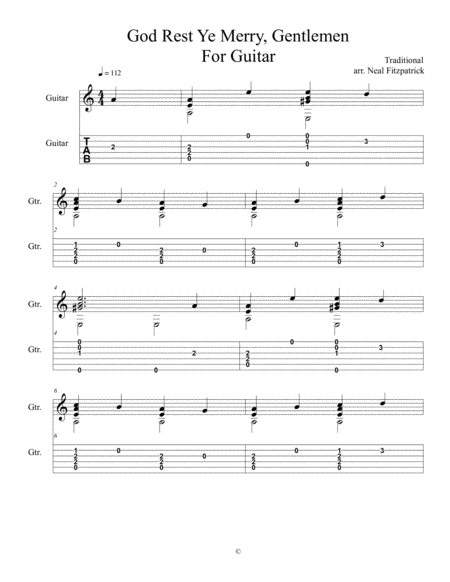 God Rest Ye Merry Gentlemen For Guitar Sheet Music