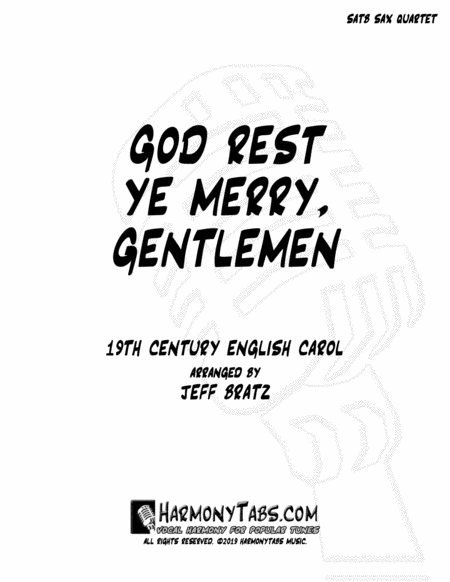 God Rest Ye Merry Gentlemen Satb Sax Quartet Sheet Music