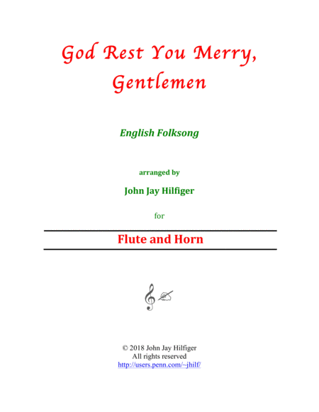 Free Sheet Music God Rest You Merry Gentlemen For Flute And Horn