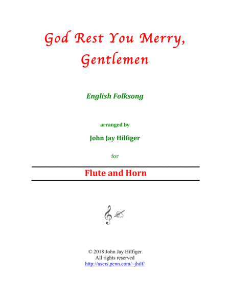 God Rest You Merry Gentlemen For Flute And Horn Sheet Music