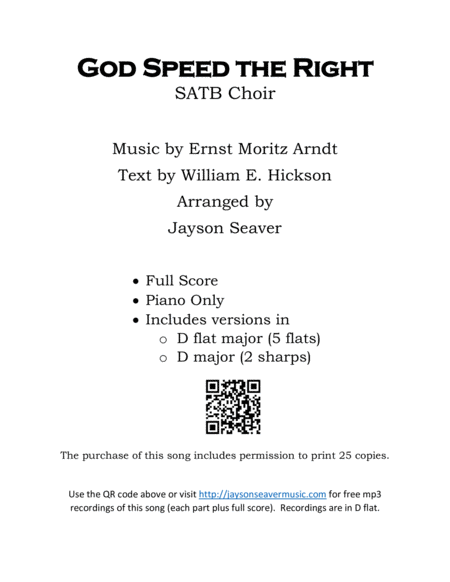 Free Sheet Music God Speed The Right