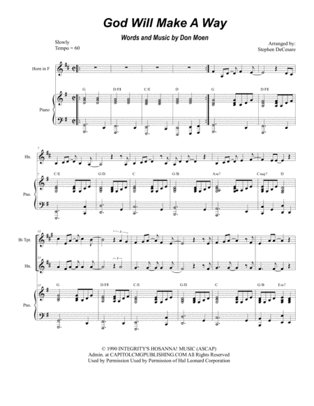 God Will Make A Way Duet For Bb Trumpet And French Horn Sheet Music