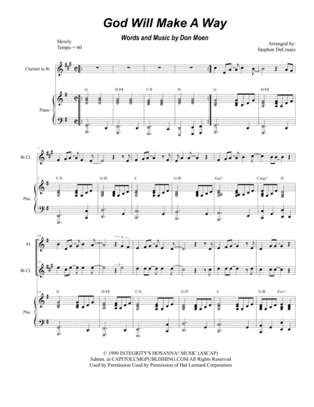 God Will Make A Way Duet For Flute And Bb Clarinet Sheet Music