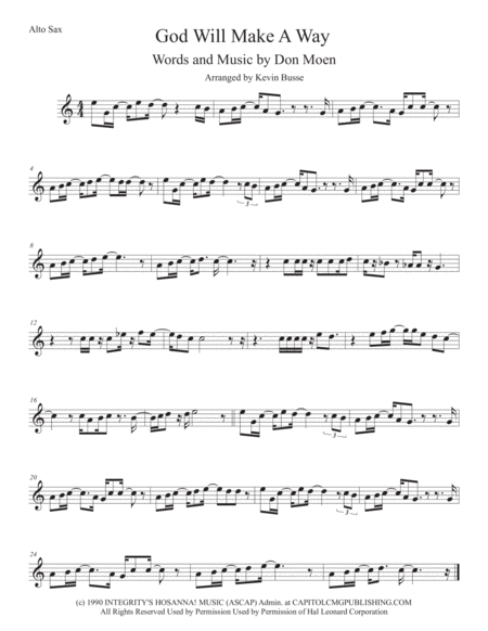 God Will Make A Way Easy Key Of C Alto Sax Sheet Music