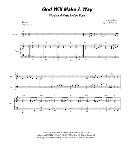 God Will Make A Way For Brass Quartet Sheet Music