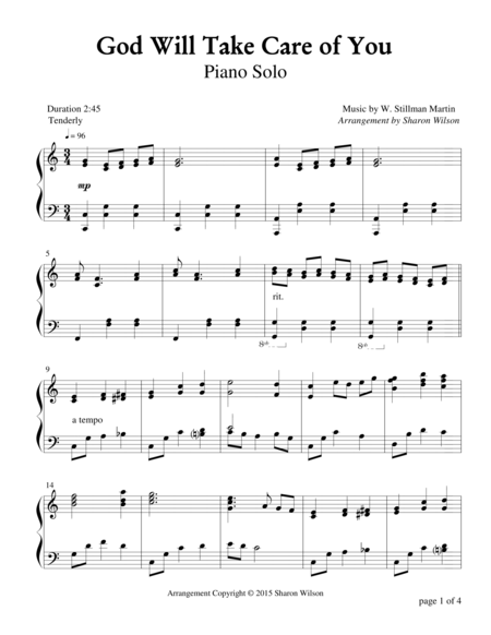 Free Sheet Music God Will Take Care Of You Piano Solo