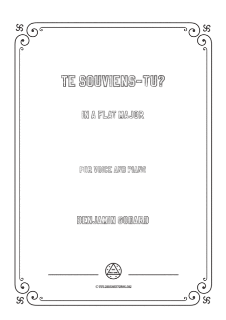 Godard Te Souviens Tu In A Flat Major For Voice And Piano Sheet Music