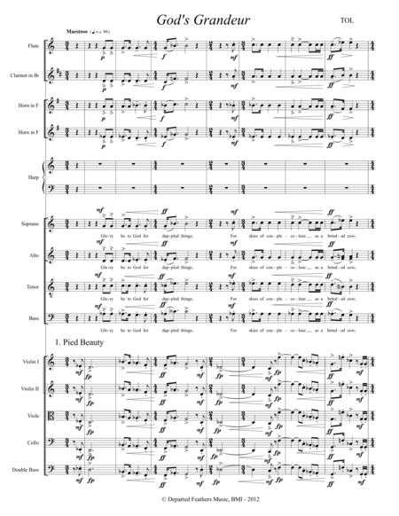 Gods Grandeur 2012 For Chorus And Chamber Orchestra Sheet Music