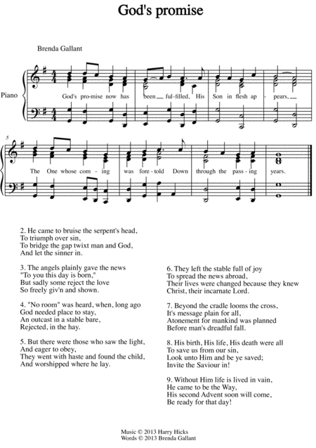 Gods Promise A Brand New Hymn Sheet Music