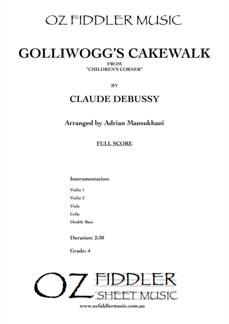 Golliwoggs Cakewalk By Claude Debussy Arranged For String Orchestra Sheet Music