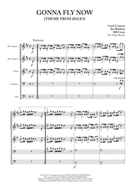 Free Sheet Music Gonna Fly Now Theme From Rocky For Brass Quintet