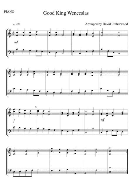 Free Sheet Music Good King Wenceslas Arranged For Easy Piano By David Catherwood