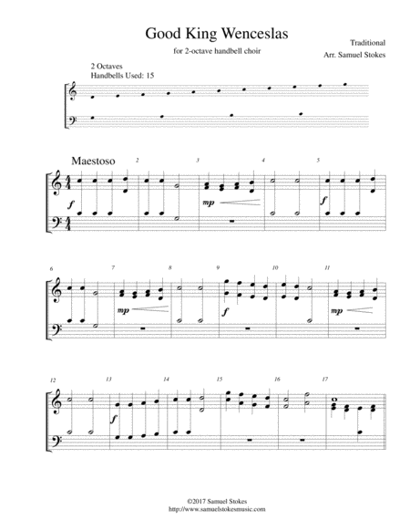 Free Sheet Music Good King Wenceslas For 2 Octave Handbell Choir