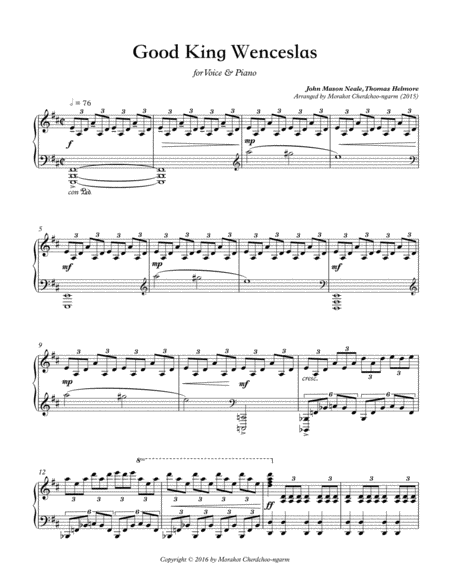 Good King Wenceslas For Voice Piano Sheet Music