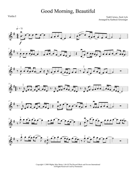 Good Morning Beautiful String Quartet Sheet Music