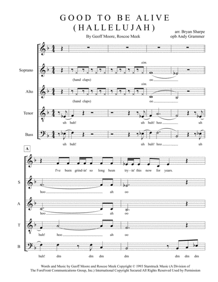 Good To Be Alive Hallelujah Sheet Music