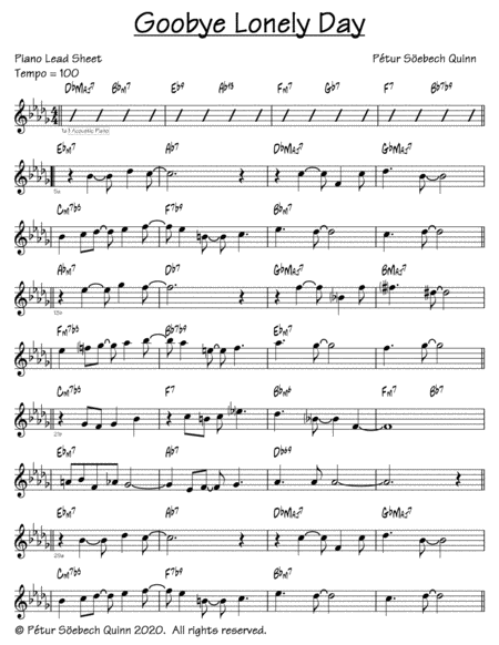 Free Sheet Music Goodbye Lonely Day