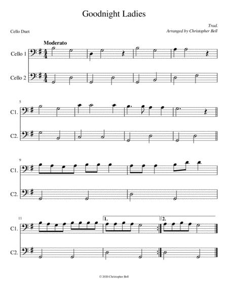 Goodnight Ladies Easy Cello Duet Sheet Music