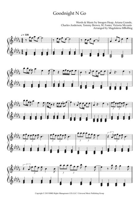 Free Sheet Music Goodnight N Go Piano Solo