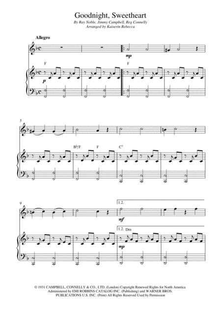 Free Sheet Music Goodnight Sweetheart For Harmonica Solo And Piano Accompaniment