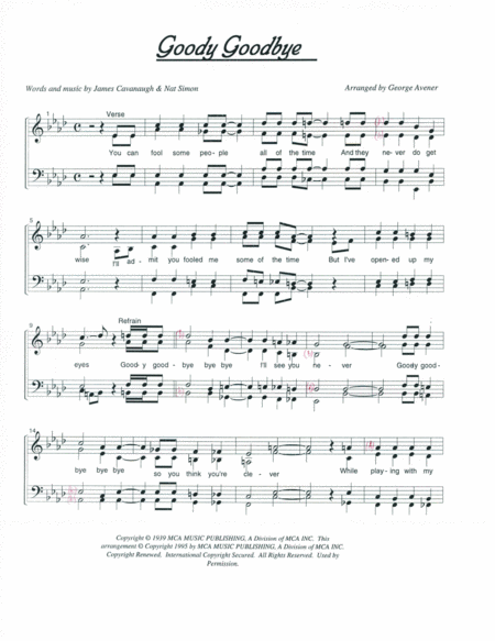 Goody Goodbye Sheet Music