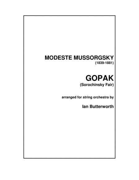 Free Sheet Music Gopak Sorochinsky Fair For String Orchestra