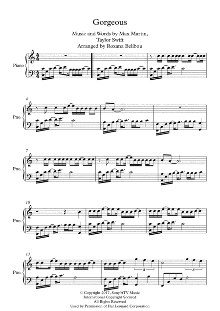 Free Sheet Music Gorgeous Piano