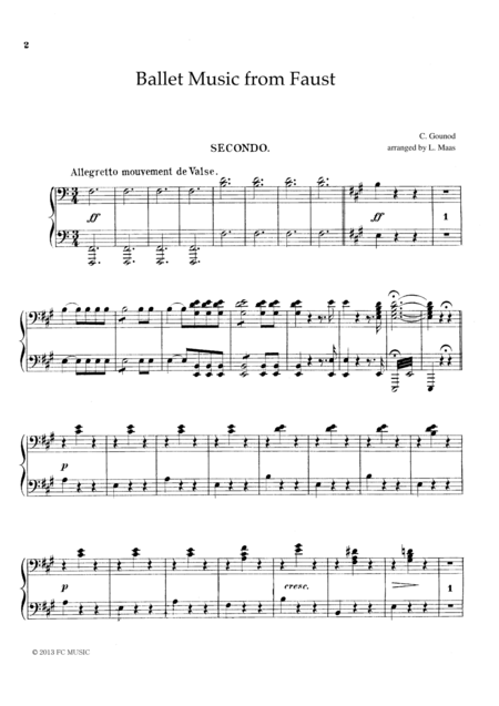 Gounod Ballet Music From Faust For Piano Duet 1 Piano 4 Hands Pg801 Sheet Music