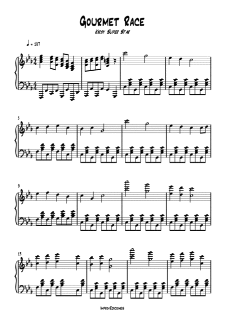 Gourmet Race Kirby Super Star Sheet Music