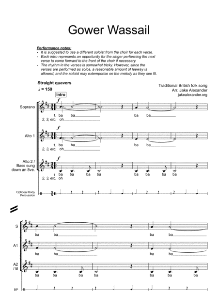 Gower Wassail Saa Sab Sheet Music