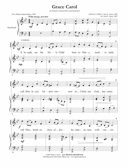 Grace Carol Ssa Sheet Music