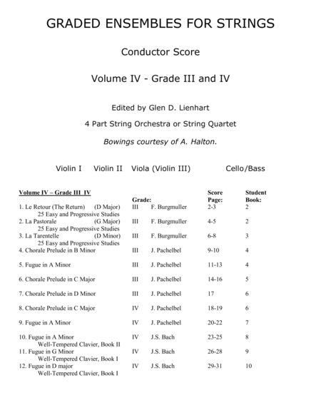 Graded Ensembles For Strings Volume Iv Sheet Music