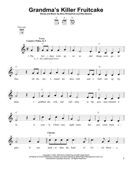 Free Sheet Music Grandmas Killer Fruitcake