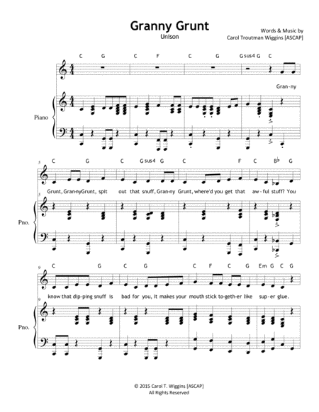 Free Sheet Music Granny Grunt