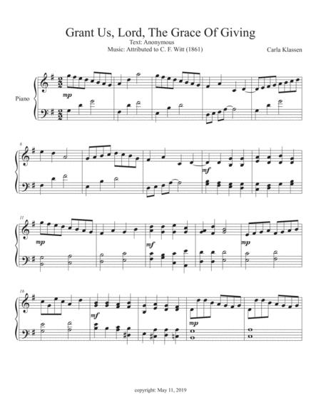 Free Sheet Music Grant Us Lord The Grace Of Giving