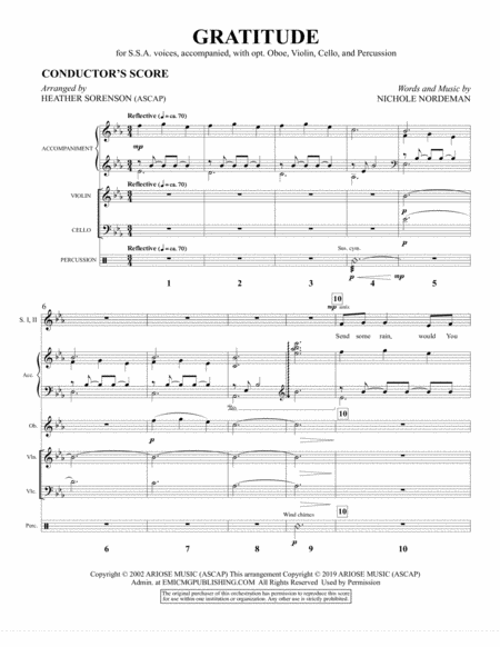 Gratitude Arr Heather Sorenson Full Score Sheet Music