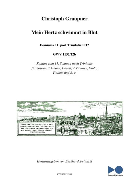 Free Sheet Music Graupner Christoph Cantata Mein Hertz Schwimmt In Blut Gwv 1152 12b