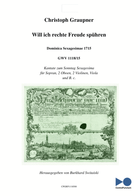 Graupner Christoph Cantata Will Ich Rechte Freude Sphren Gwv 1118 15 Sheet Music