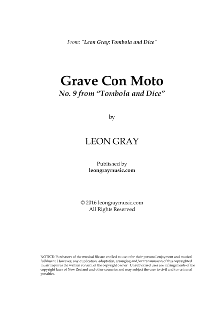 Grave Con Moto Tombola And Dice No 9 Leon Gray Sheet Music