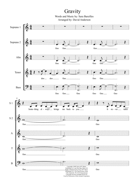 Gravity A Cappella Sheet Music