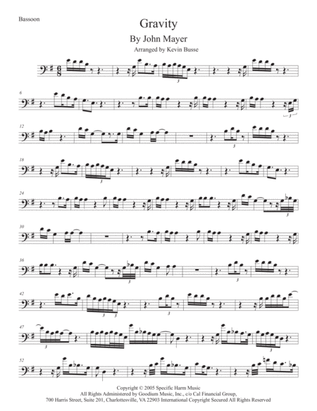 Gravity Bassoon Original Key Sheet Music